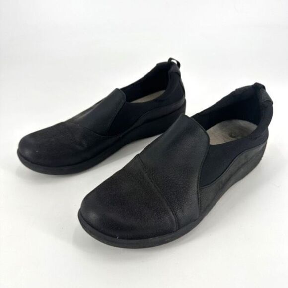 Clarks Sillian Holly black‎ flats slip on shoes Cloudsteppers size 7.5 - Picture 2 of 12